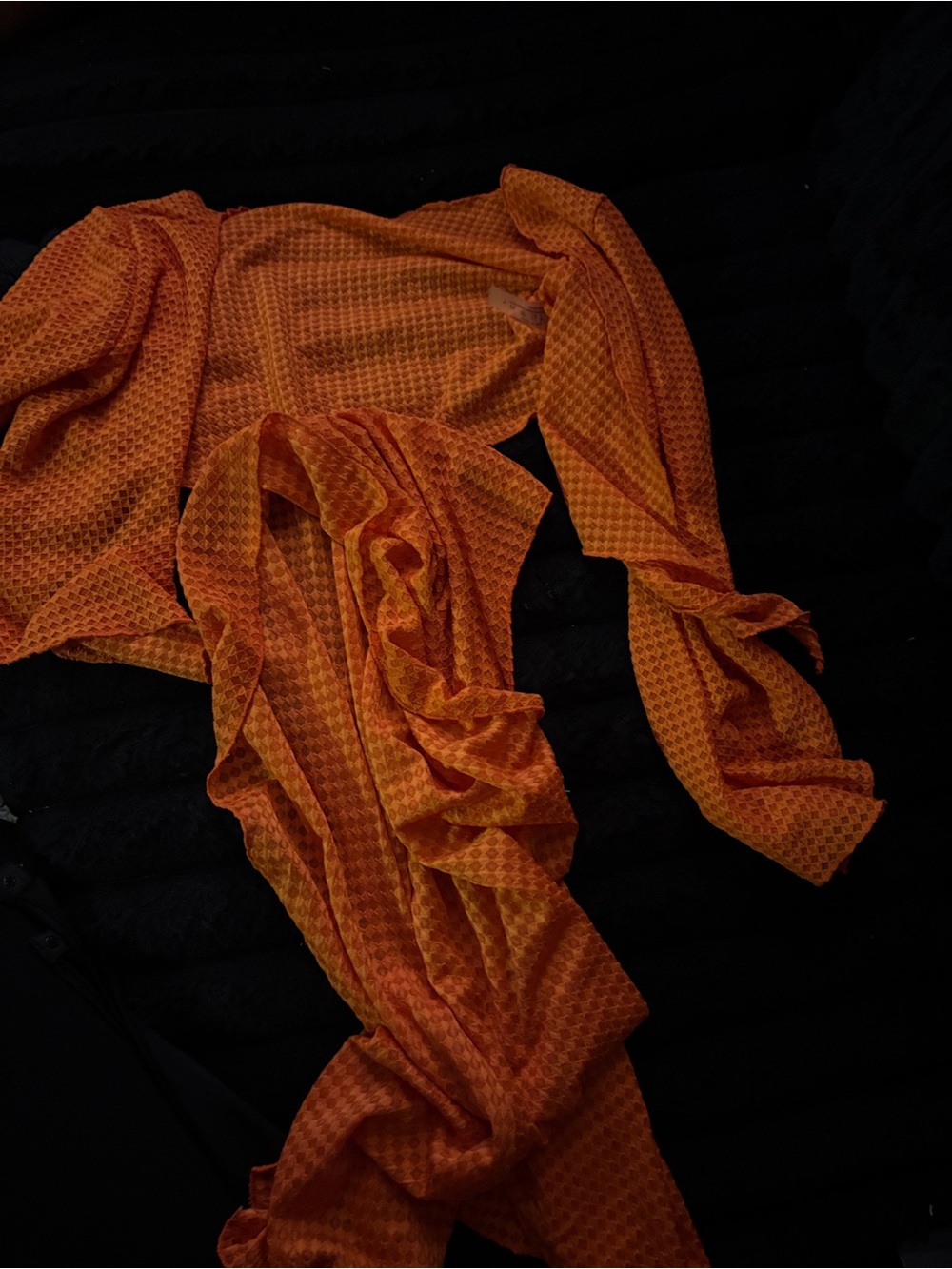 Vibrant Orange Textured Wrap Top - Picture 1 of 4